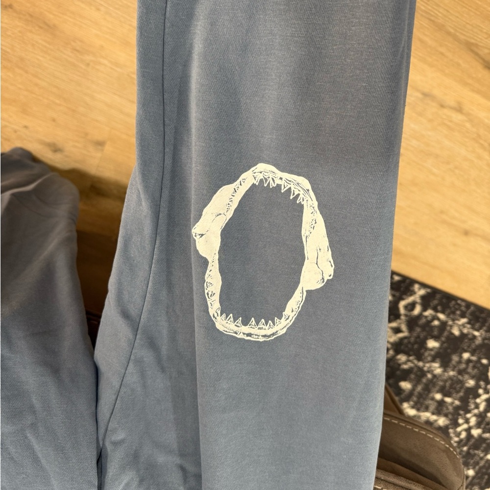 Gray Shark Print Track Pants